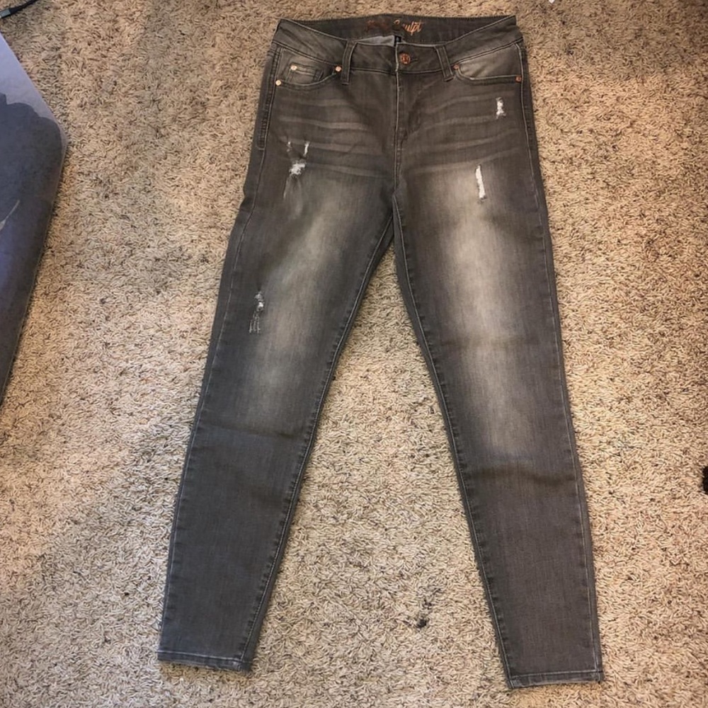 Midrise ankle skinny ripped celebrity pink jeans